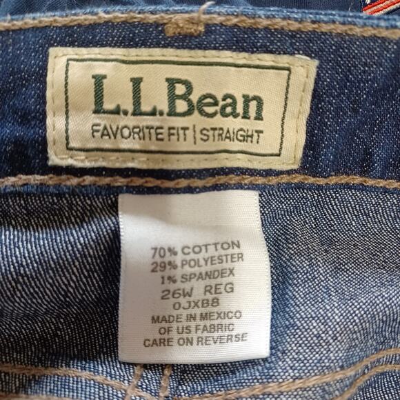 L.L. Bean Favorite Fit Straight Slimming Jeans Women’s Size 26 Blue Denim Capri - Picture 6 of 9